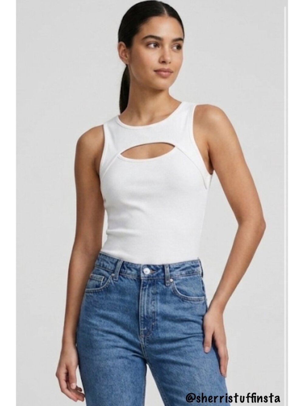 NWT New Zara Stretch Ribbed Cut-Out Sleeveless Bodysuit Size M